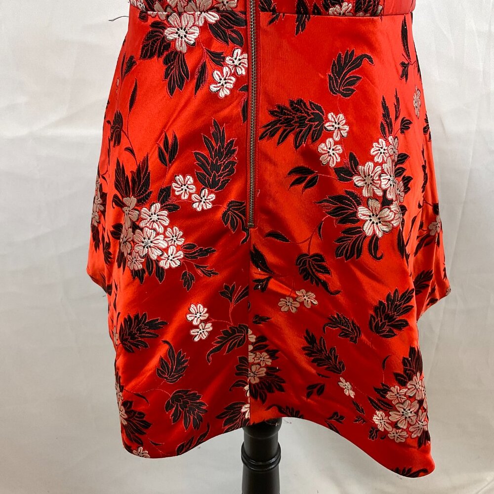 Alice + Olivia Strapless Bridget Mini Dress 8 Red Black White Floral Embroidere - Picture 12 of 13